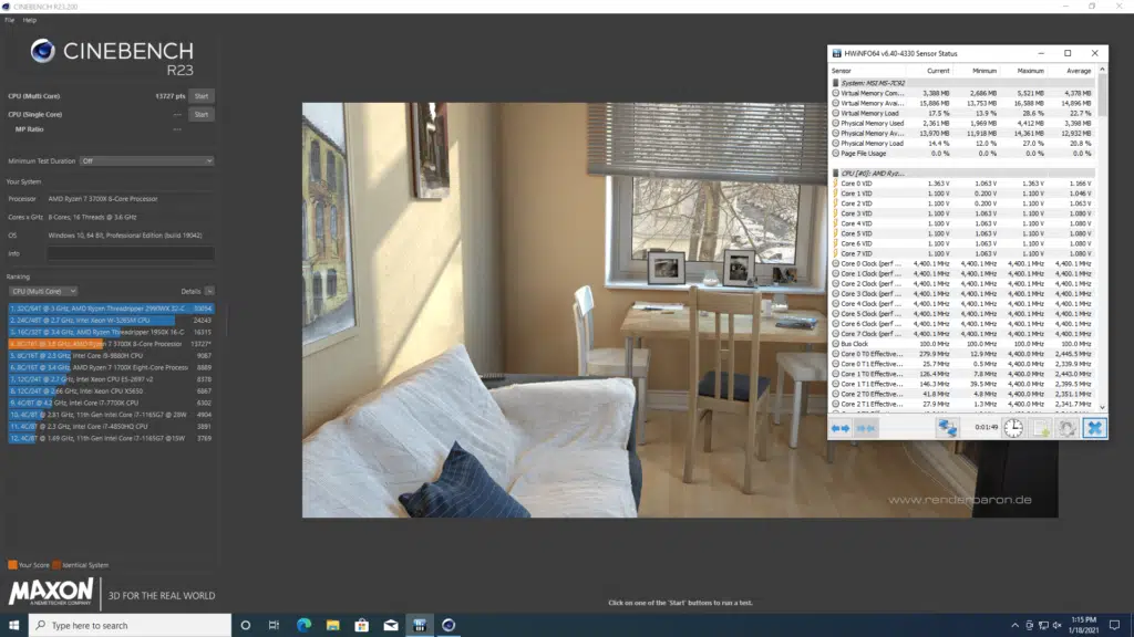MSI B550I cinebench 4400
