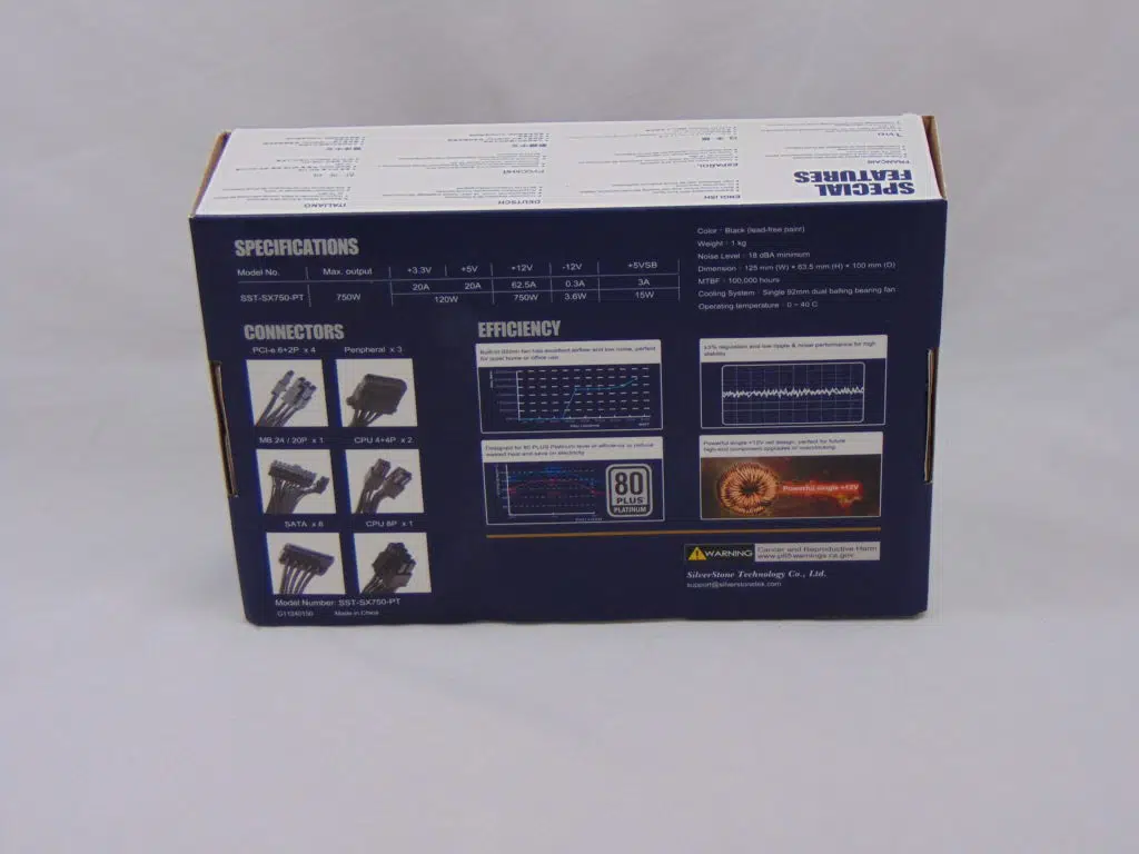 SilverStone SX750 750W SFX Power Supply Box Back
