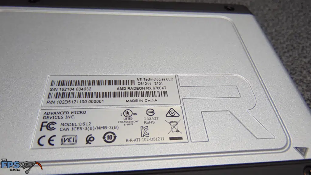 AMD Radeon RX 6700 XT Video Card product lable