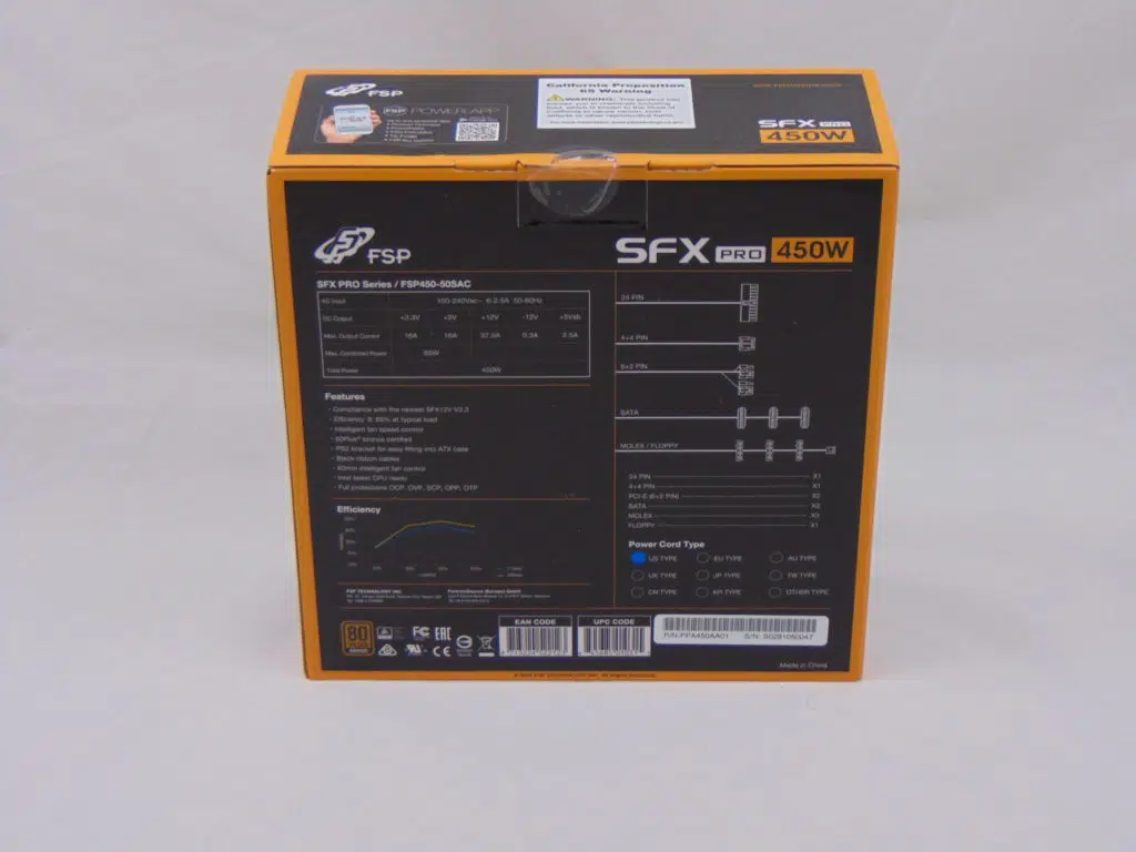 FSP SFX PRO 450W Power Supply Box Back