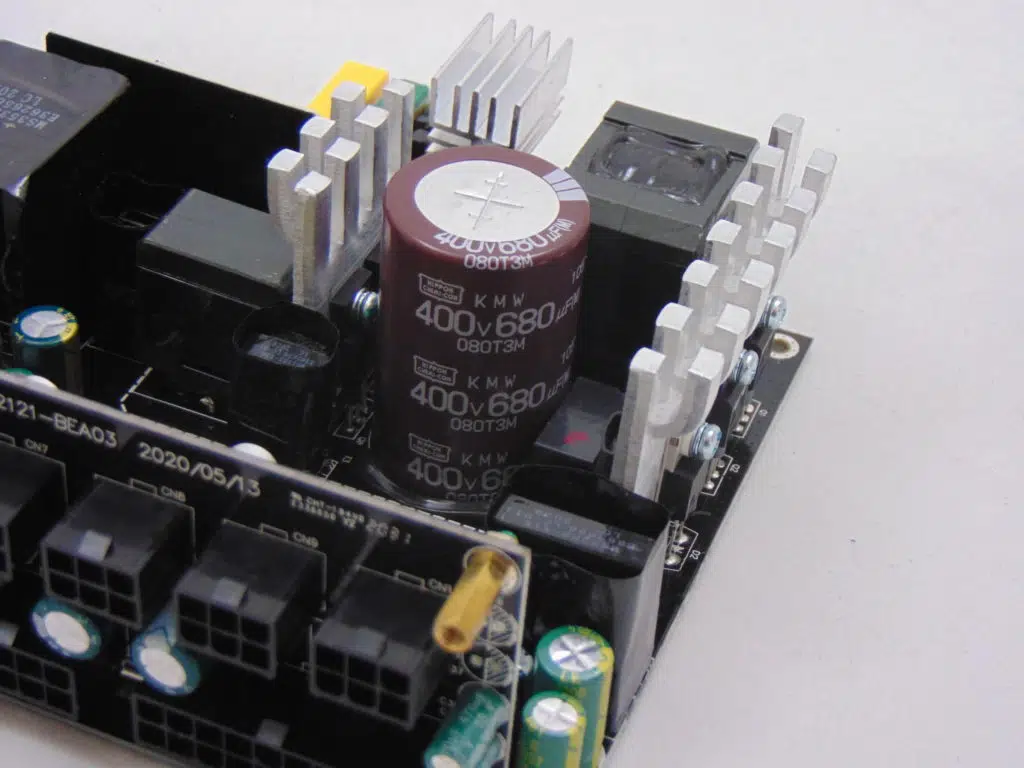 GIGABYTE P750GM 750W Power Supply Closeup of Capacitors