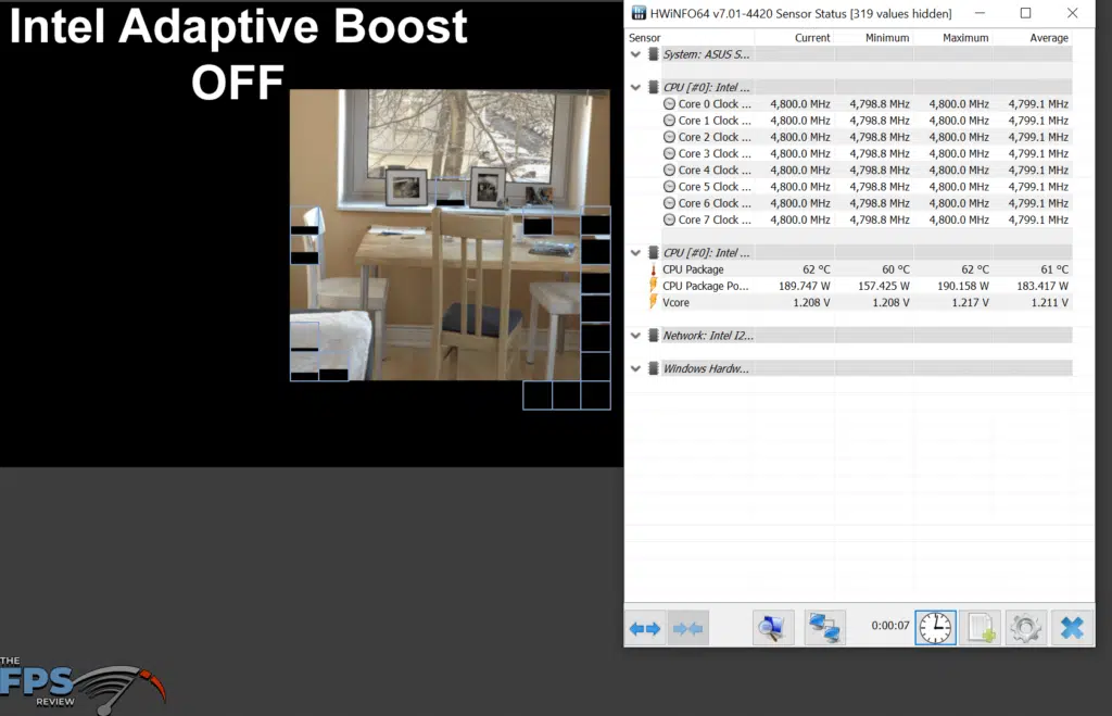Intel Core i9-11900K CPU Intel Adaptive Boost Off CPU Frequency in HWiNFO64