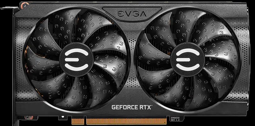 EVGA GeForce RTX 3060 XC BLACK GAMING top of video card