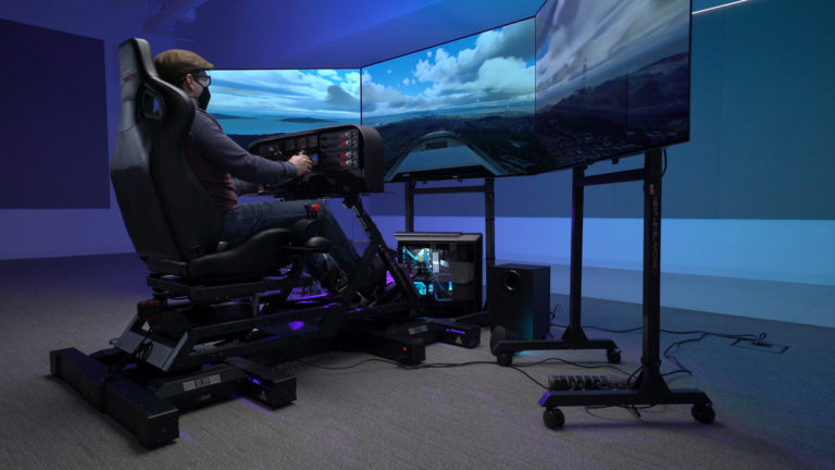 NVIDIA Shows Off $20,000 Microsoft Flight Simulator Rig with Full Cockpit and Three OLED TVs