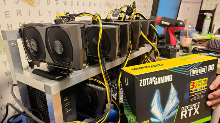 Cryptominer Shows Off Working Mining Rig Comprising Seven GeForce RTX 3060 Graphics Cards