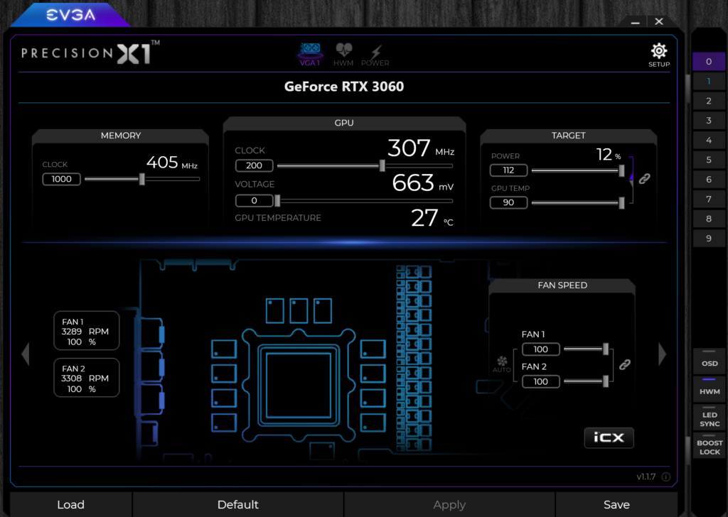 Overclocked EVGA GeForce RTX 3060 XC BLACK GAMING EVGA Precision X1 Highest Stable Overclock