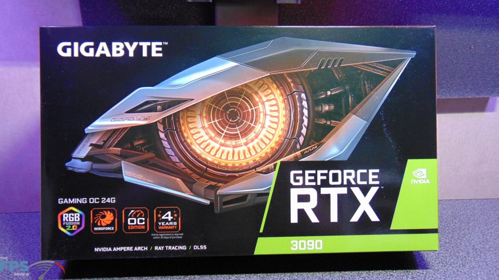 GIGABYTE GeForce RTX 3090 GAMING OC Front of Box