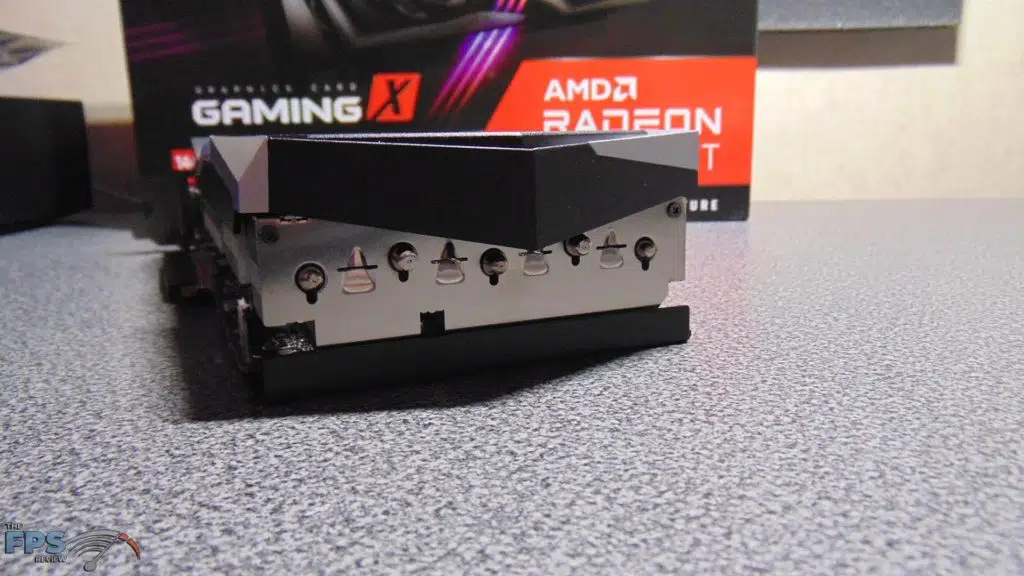 MSI Radeon RX 6700 XT GAMING X back end of video card heatpipes
