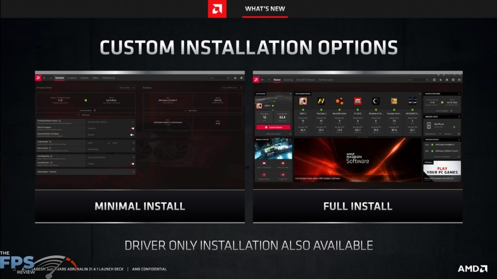 AMD Radeon Software Adrenalin 21.4.1 Custom Installation Options Presentation Slide