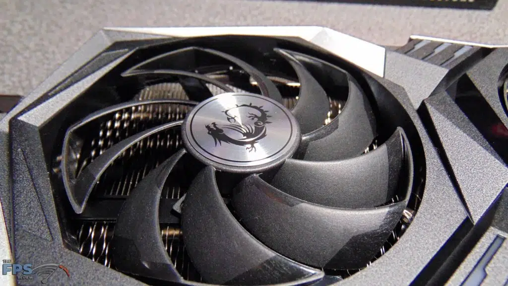 MSI Radeon RX 6700 XT GAMING X closeup of left fan