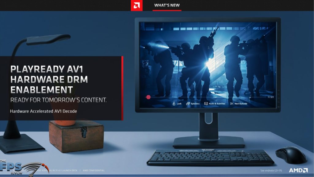 AMD Radeon Software Adrenalin 21.4.1 PlayReady AV1 Hardware DRM Enablement Presentation Slide