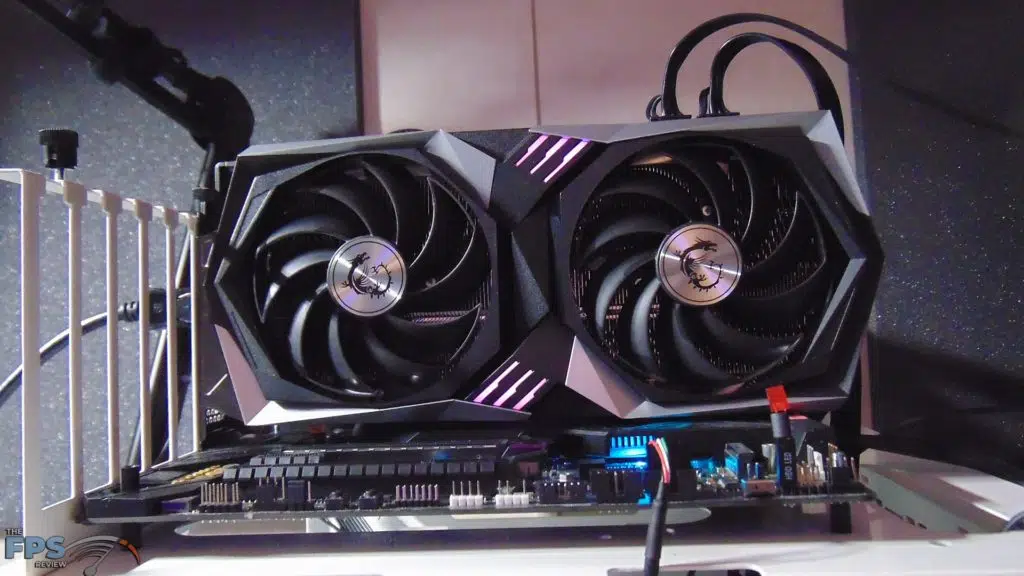 MSI Radeon RX 6700 XT GAMING X front view installed in computer