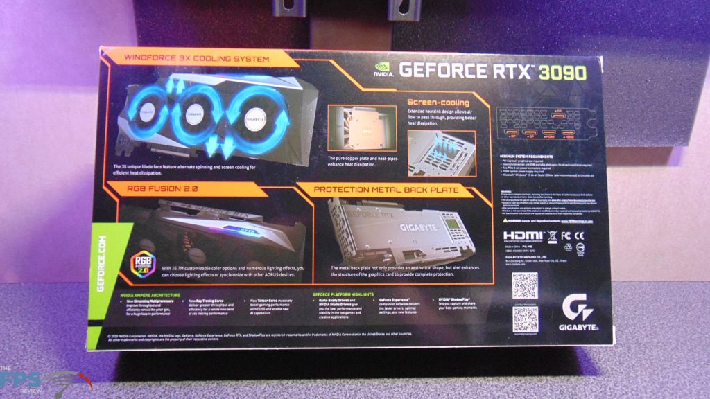 GIGABYTE GeForce RTX 3090 GAMING OC Back of Box