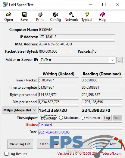 ASRock X570 PG Velocita Motherboard Wired LAN Testing