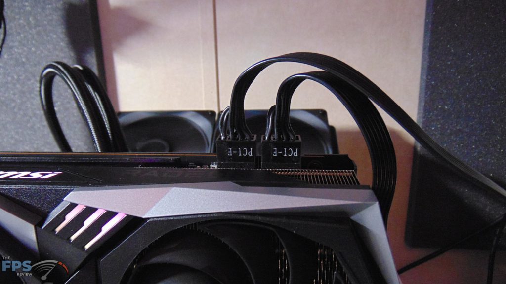 MSI Radeon RX 6700 XT GAMING X top view pci express connectors installed in computer