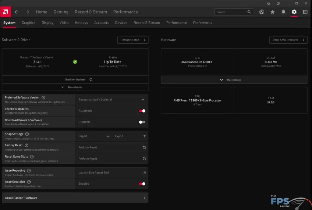AMD Radeon Software Adrenalin 21.4.1 Software Version Information