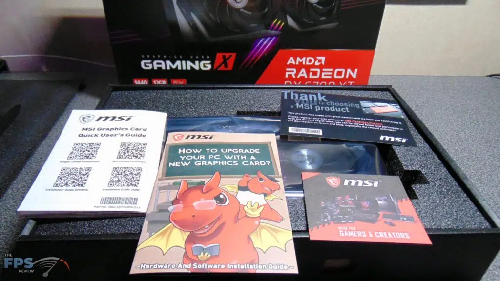 MSI Radeon RX 6700 XT GAMING X box contents