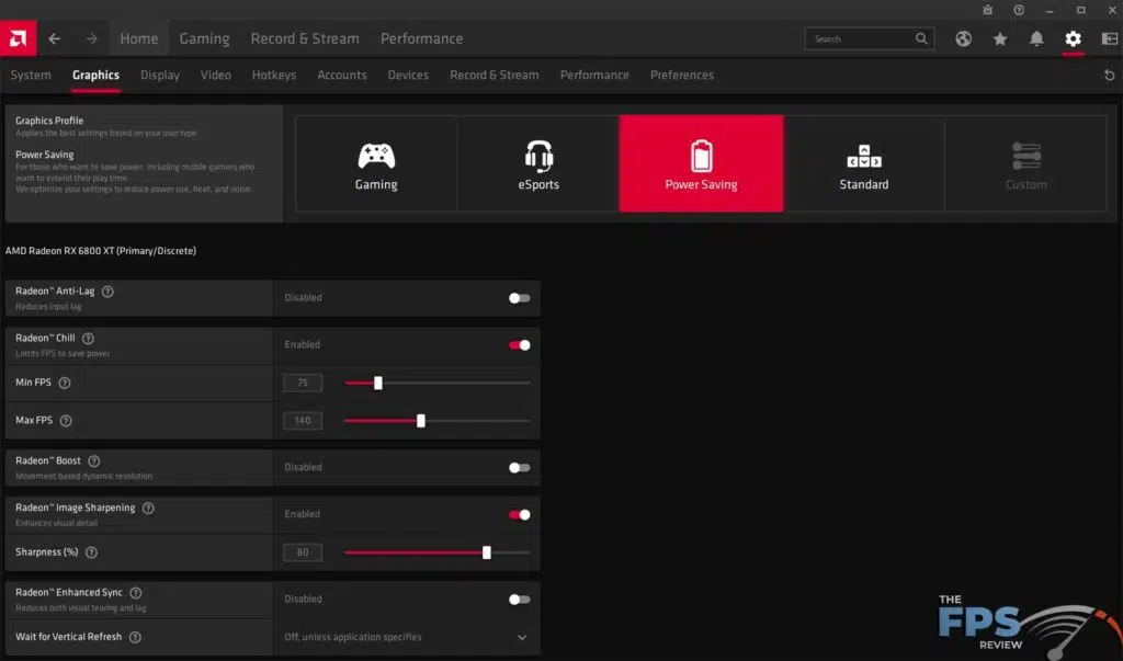 AMD Radeon Software Adrenalin 21.4.1 Power Saving Profile