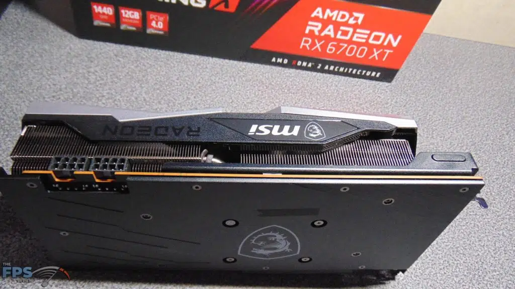 MSI Radeon RX 6700 XT GAMING X bottom edge on table