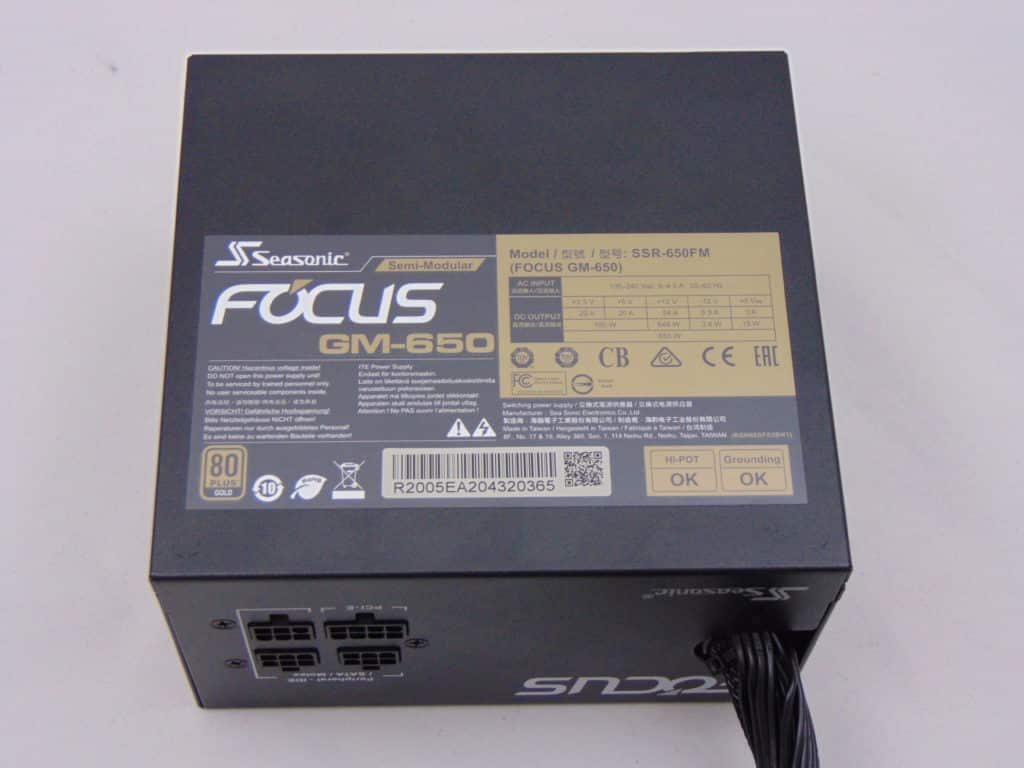Seasonic FOCUS GM-650 650W Power Supply Bottom View with Label