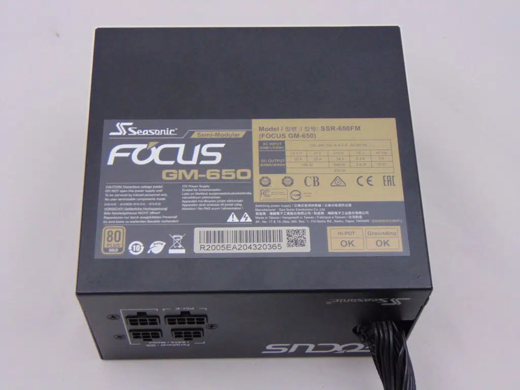 Seasonic FOCUS GM-650 650W Power Supply Bottom View with Label