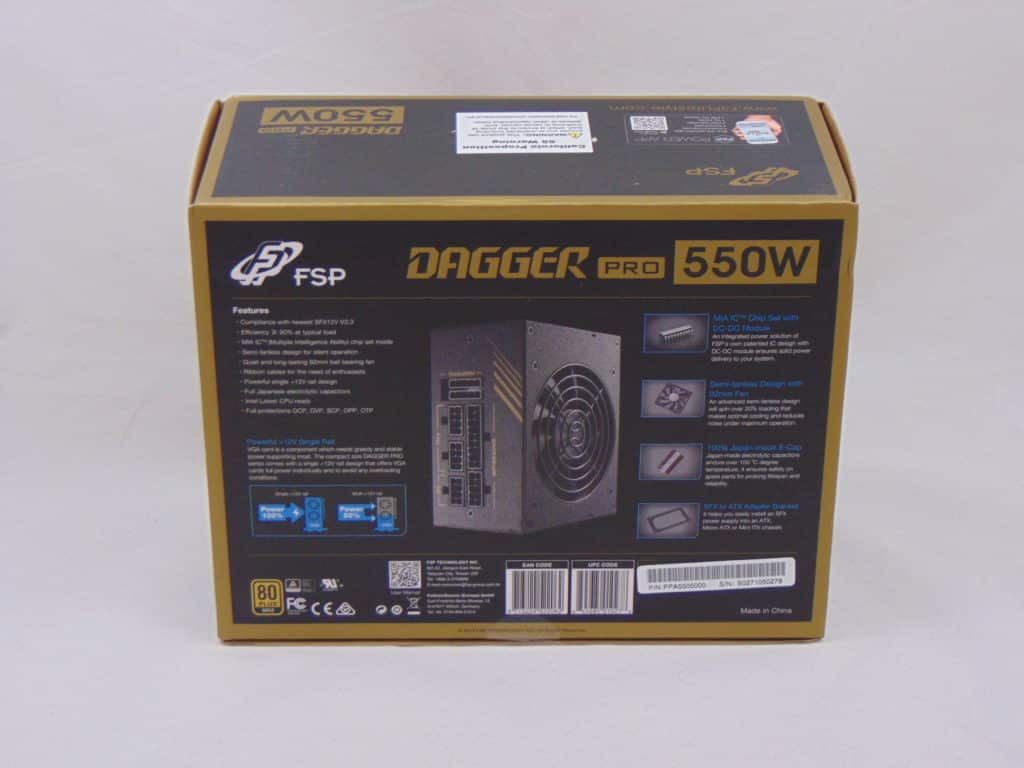 FSP DAGGER PRO 550W SFX Power Supply box back