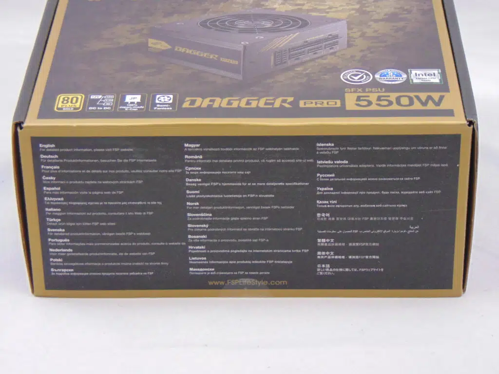 FSP DAGGER PRO 550W SFX Power Supply box bottom
