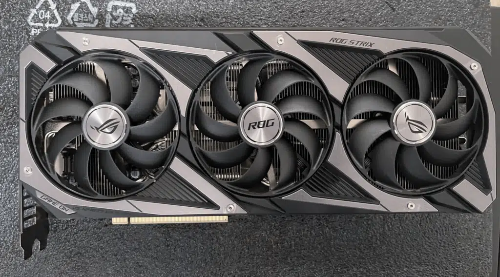 ASUS ROG STRIX GeForce RTX 3060 OC Edition Front of Card on Table