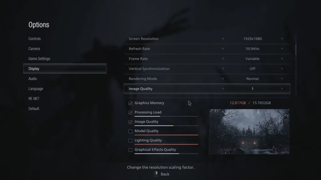 Resident Evil Village Graphics Settings