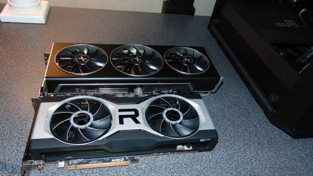 XFX SPEEDSTER MERC 319 BLACK AMD Radeon RX 6700 XT and AMD Radeon RX 6700 XT side by side size comparison