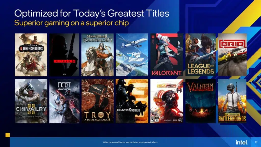 11th Gen Intel Core H-series Mobile Processors Presentation game titles