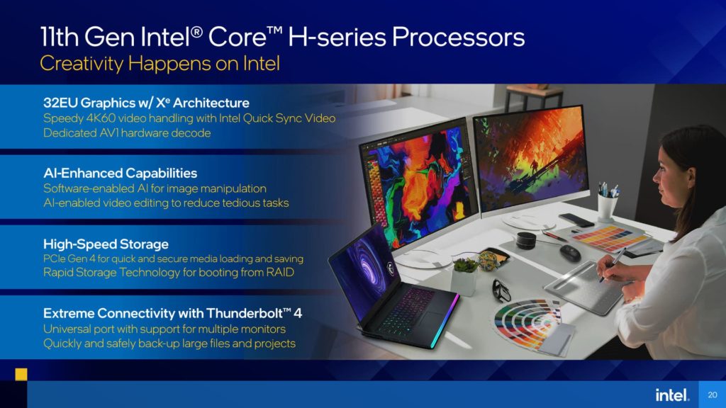 11th Gen Intel Core H-series Mobile Processors Presentation content creation