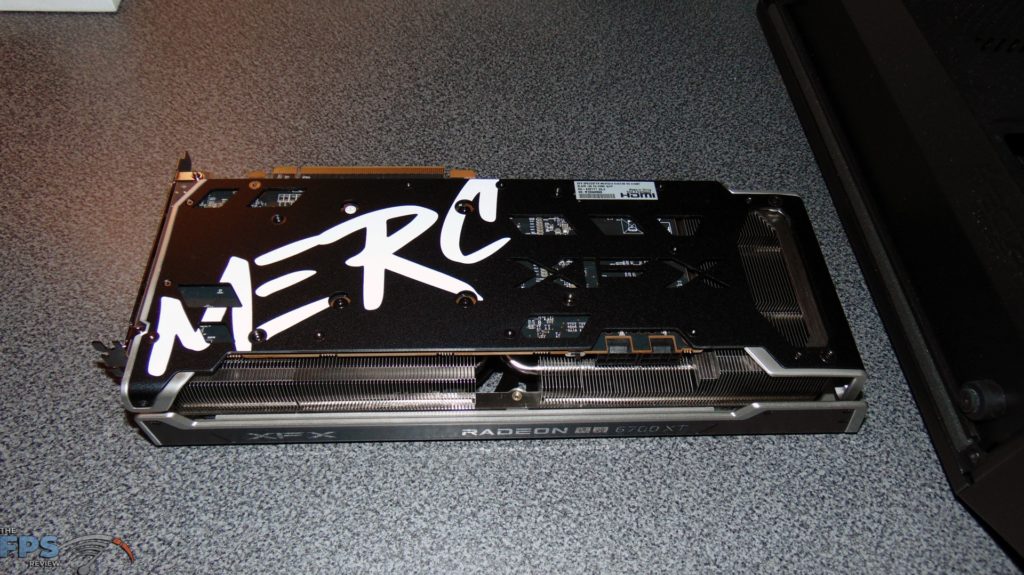 XFX SPEEDSTER MERC 319 BLACK AMD Radeon RX 6700 XT back of video card visible merc label