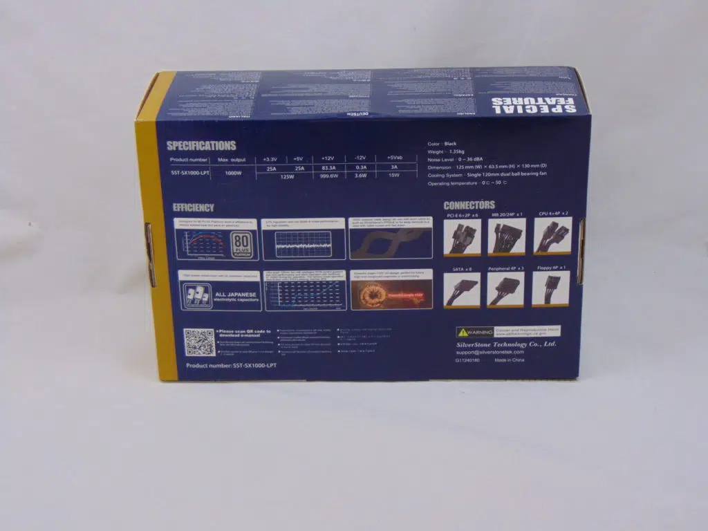 SilverStone SX1000 1000W SFX-L Power Supply box back