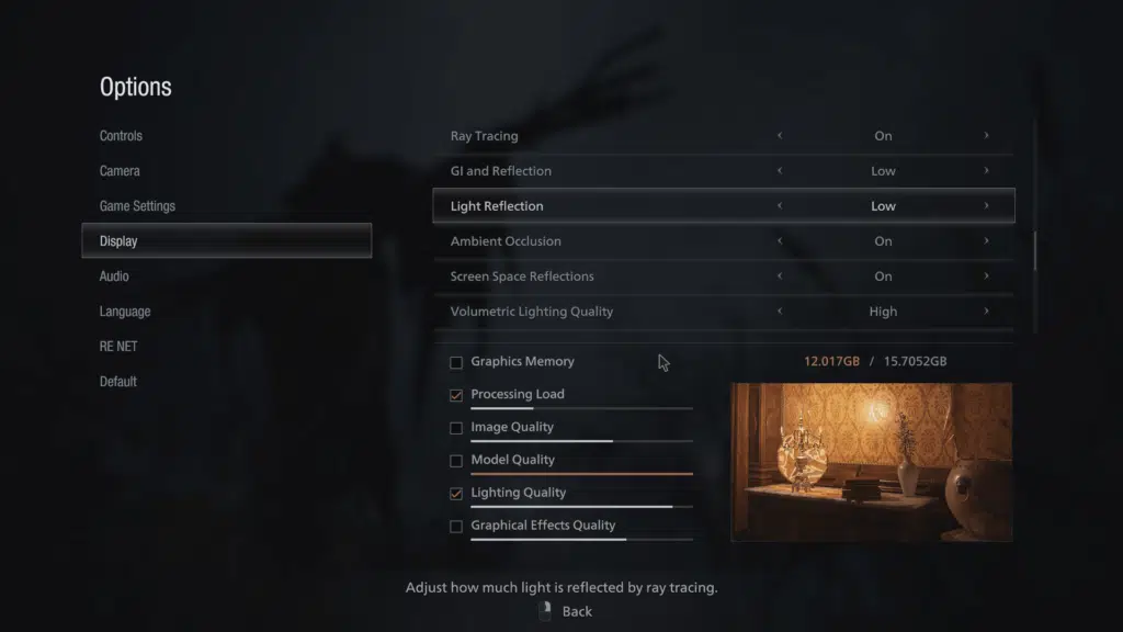 Resident Evil Village Ray Tracing Graphics Options
