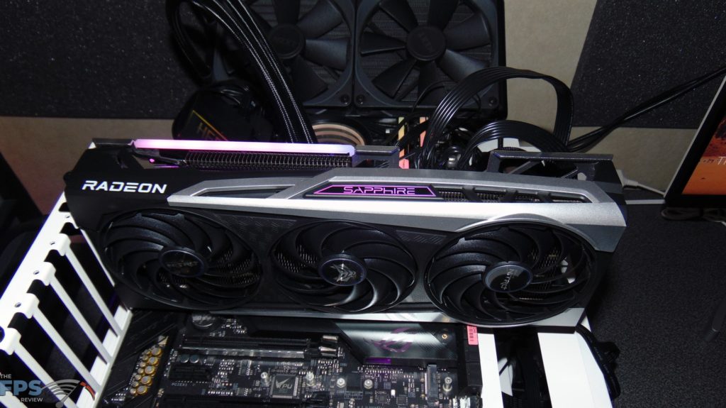SAPPHIRE NITRO+ Radeon RX 6700 XT GAMING OC video card installed in computer top view