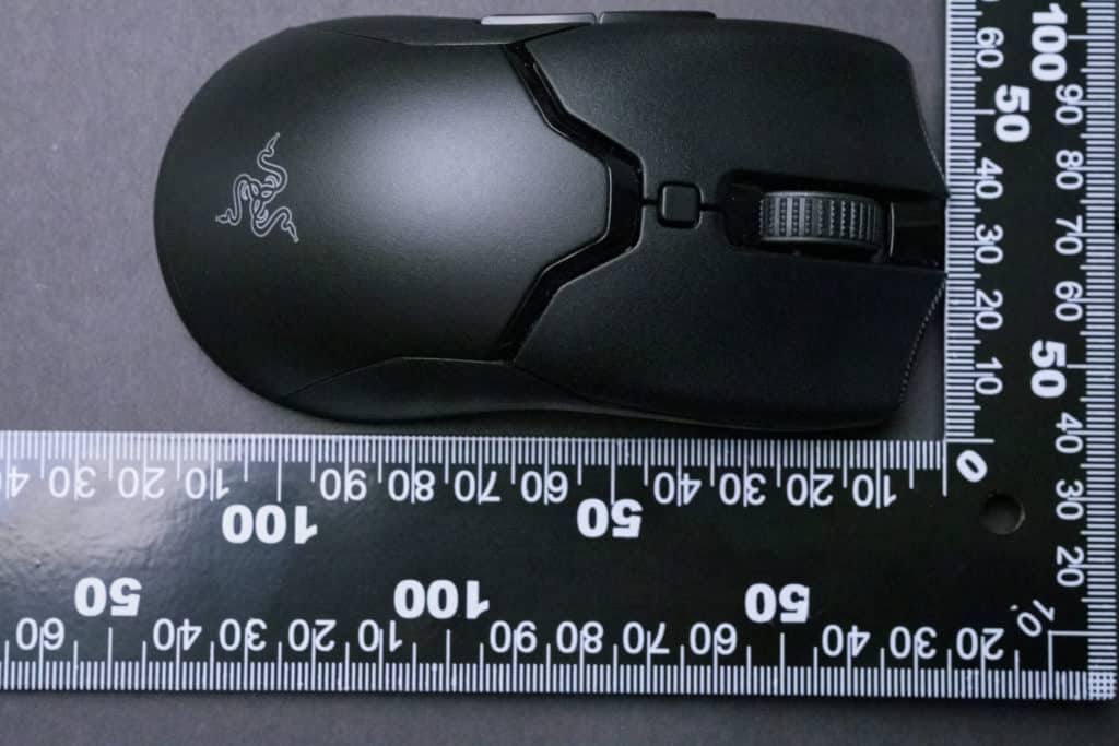 Razer Viper Mini Wired Gaming Mouse Next to Ruler Size