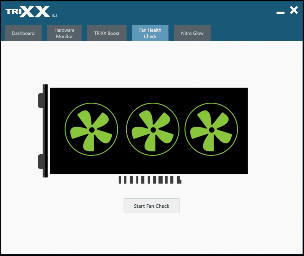 SAPPHIRE TriXX Software Screenshot Fan Health Check