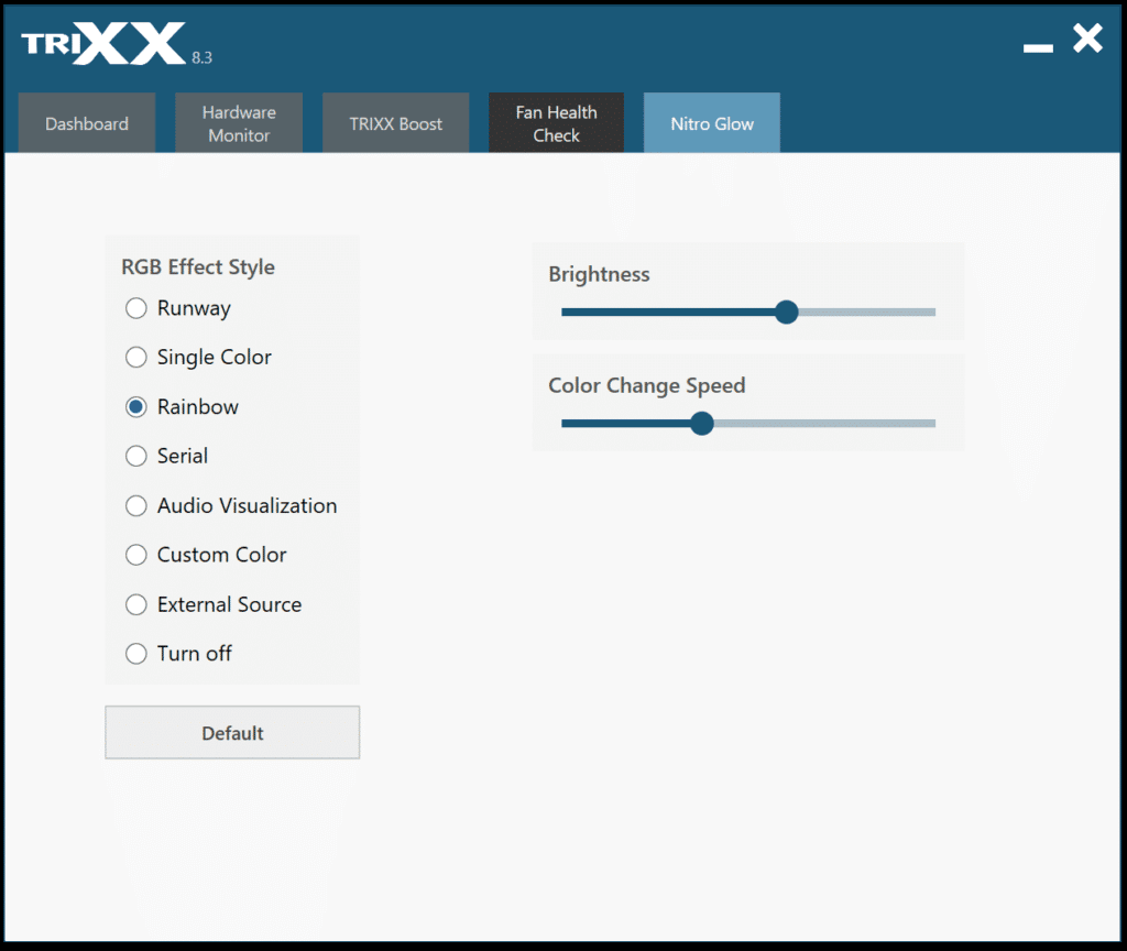SAPPHIRE TriXX Software Screenshot NITRO Glow