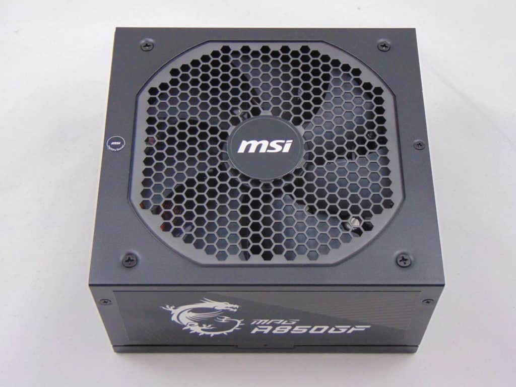 MSI A850GF 850W Power Supply bottom view with fan