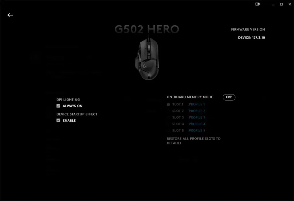 Logitech G502 HERO High Performance Gaming Mouse Logitech G HUB Software Settings