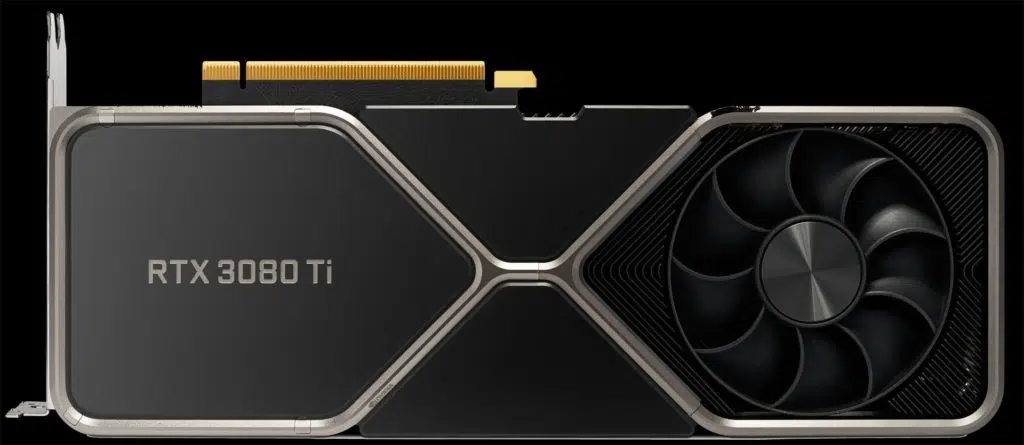 NVIDIA GeForce RTX 3080 Ti Founders Edition video card backside with label