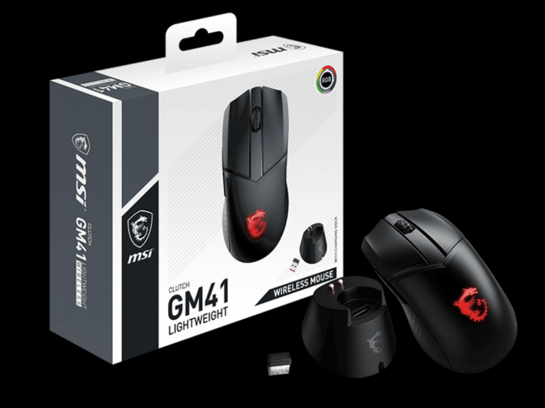 MSI CLUTCH GM41 LIGHTWEIGHT WIRELESS Mouse and box featured image
