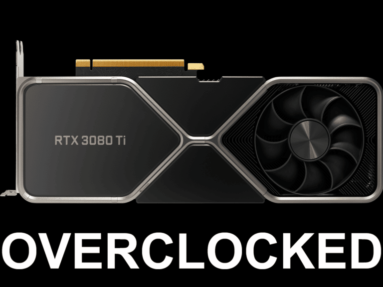 NVIDIA GeForce RTX 3080 Ti Founders Edition Video Card bottom view showing RTX 3080 Ti label and Overclocked text Featured Image