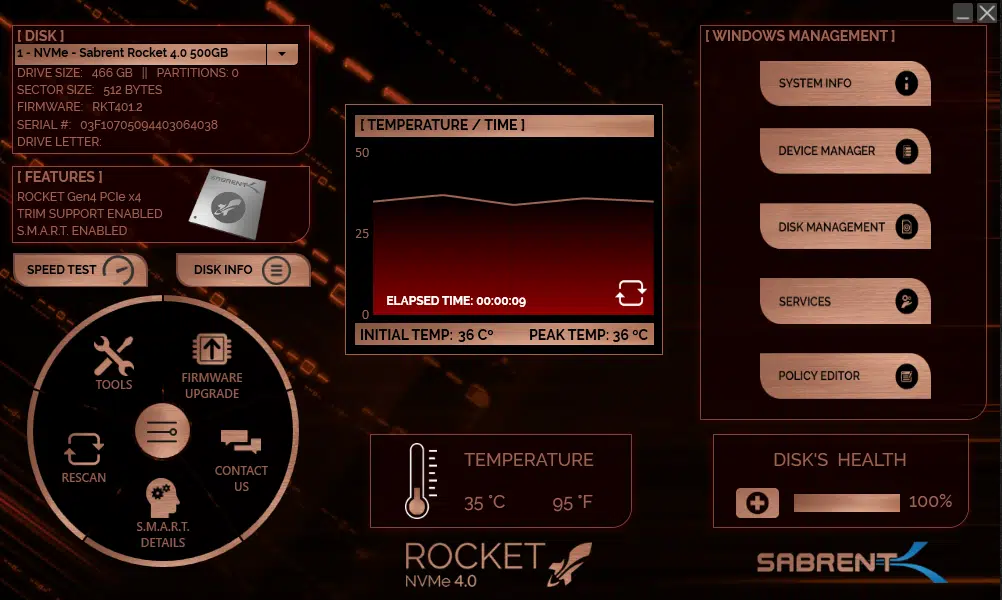 Sabrent Rocket Control Panel