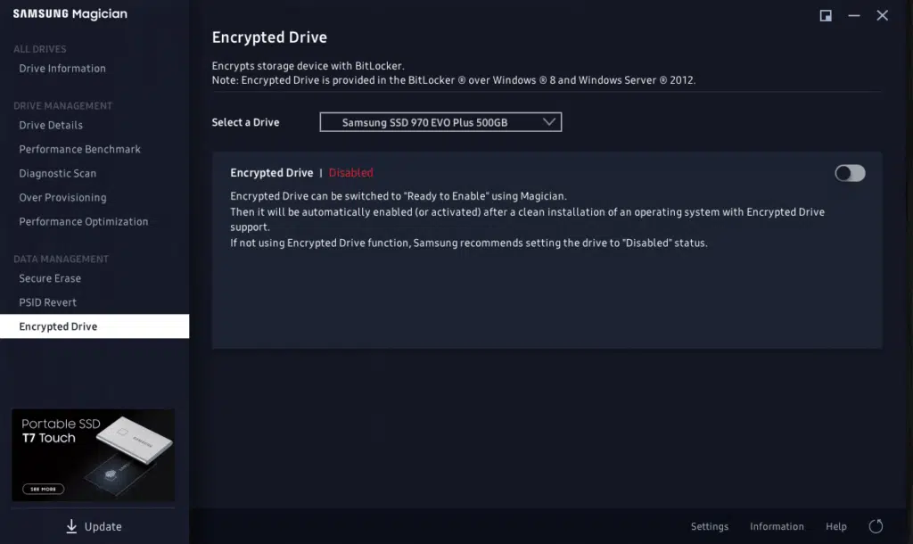 Samsung Magician Encrypted Drive