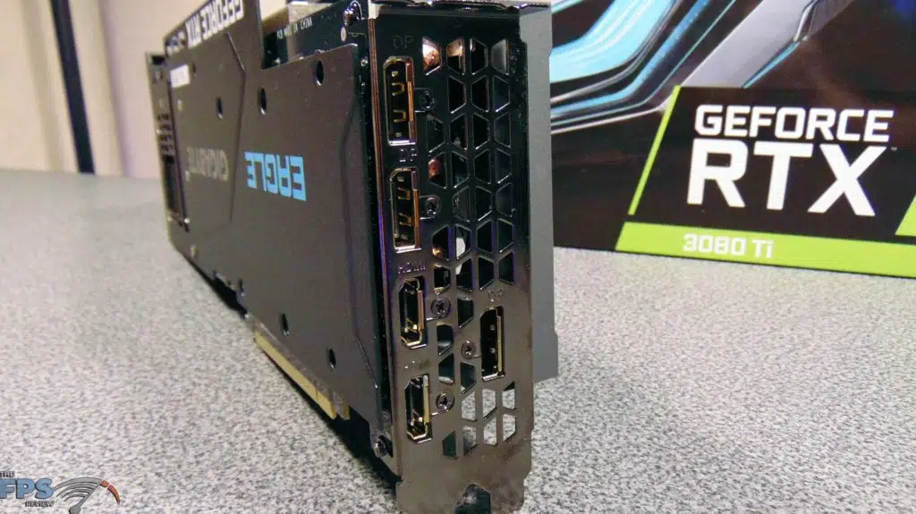 GIGABYTE GeForce RTX 3080 Ti EAGLE 12G Video Card display ports and hdmi connectivity io