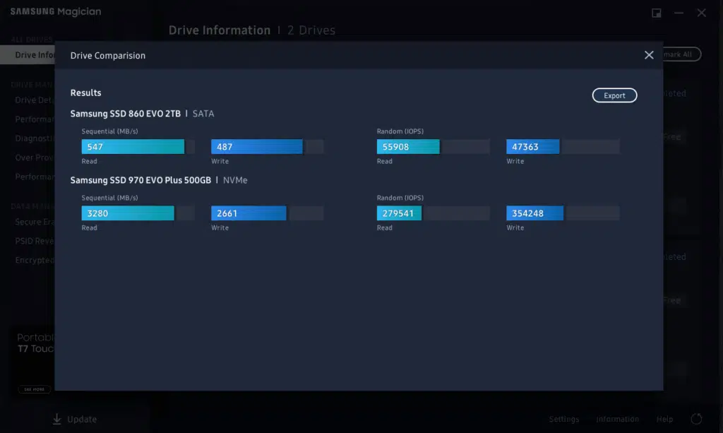 Samsung Magician Benchmark Comparison
