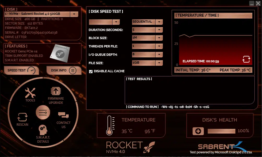 Sabrent Rocket Control Panel