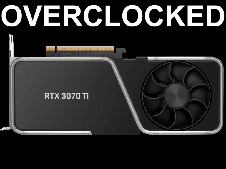 NVIDIA GeForce RTX 3070 Ti Founders Edition Top View with Label and Overclocked text Featured Image